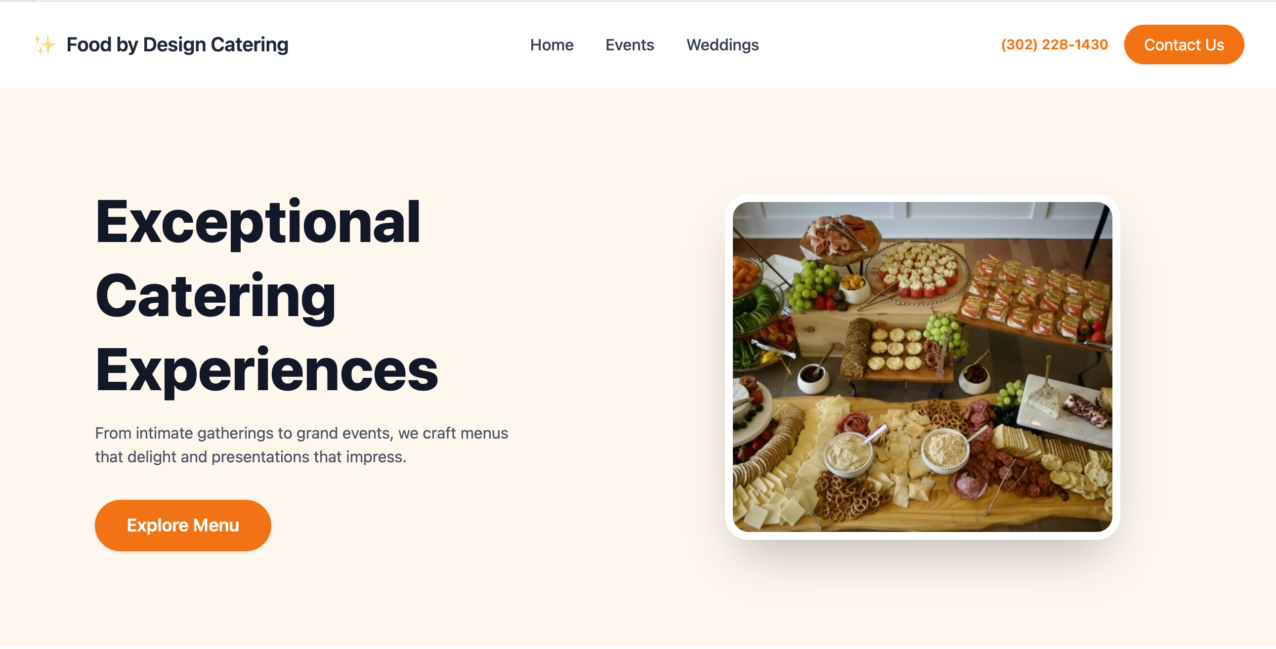 Restaurant website example