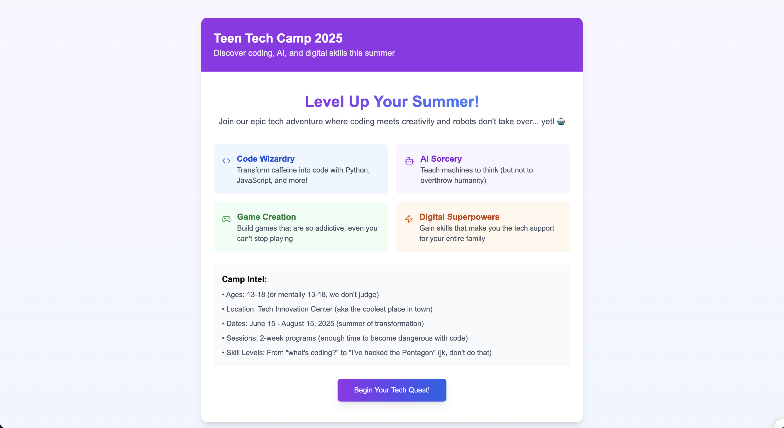 Fitness studio website example